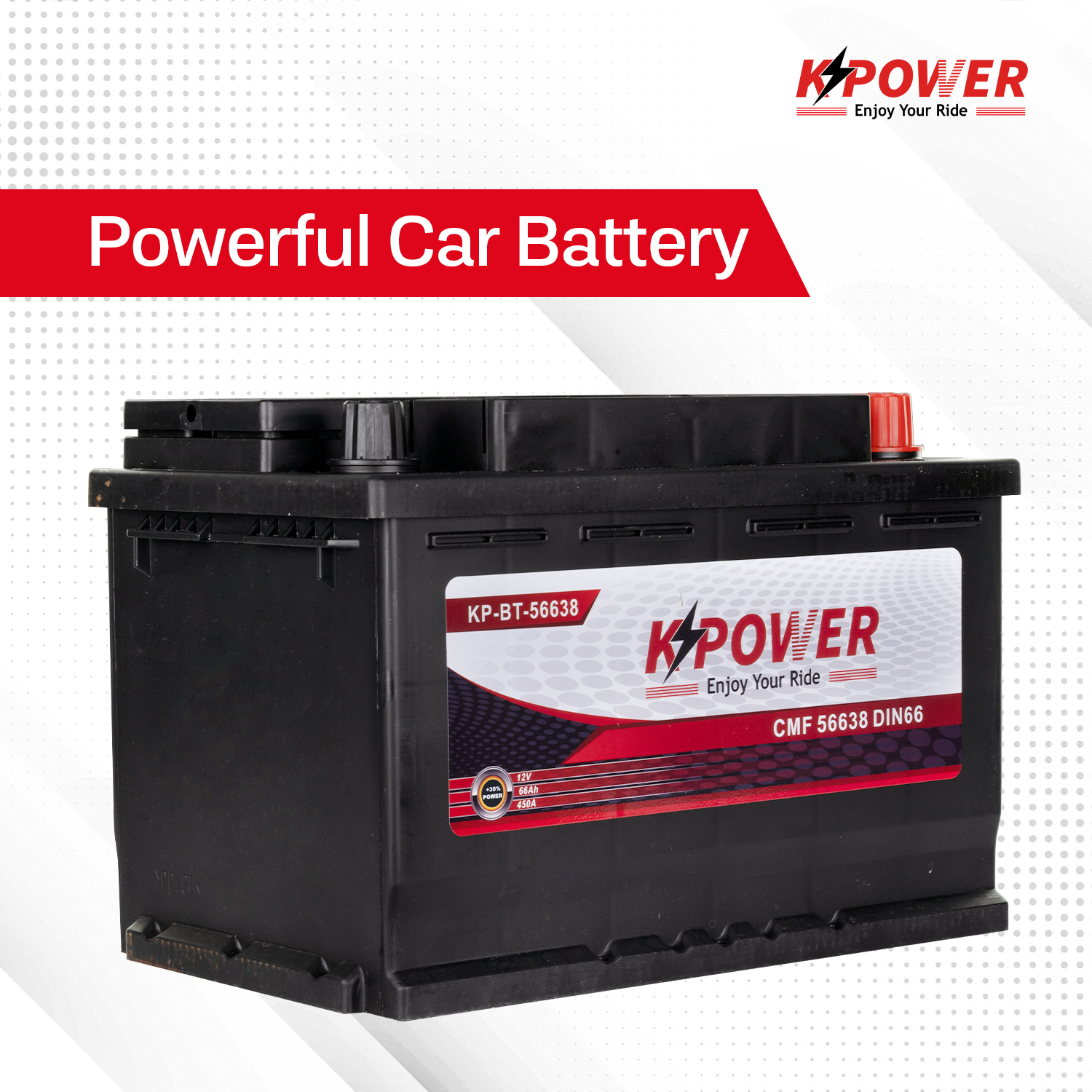 K Power DIN66 - 56638 Car Battery - K Power